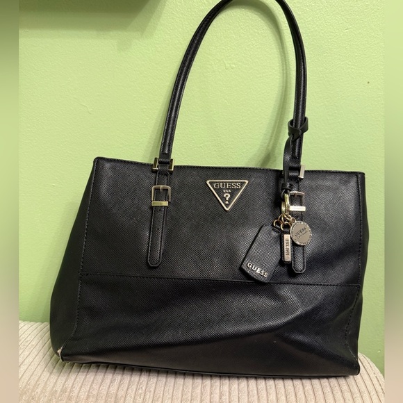 Guess Black Handbag with Gold Details - Picture 1 of 12
